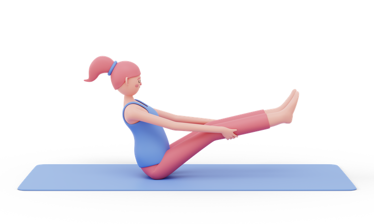 Boat Yoga Pose  3D Illustration