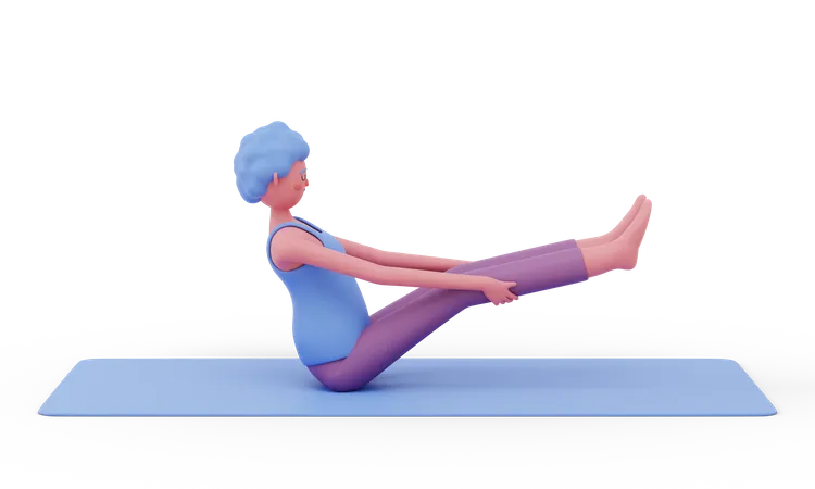 Boat Yoga Pose  3D Illustration