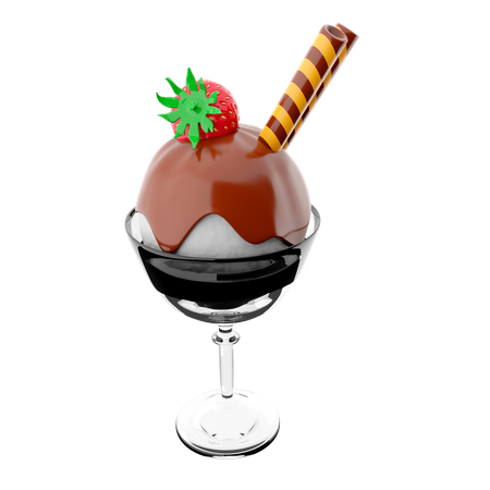 Bola de helado con cobertura de chocolate  3D Icon