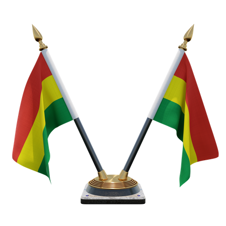 Bolivia Double Desk Flag Stand  3D Flag