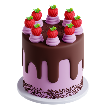 Bolo de morango  3D Icon