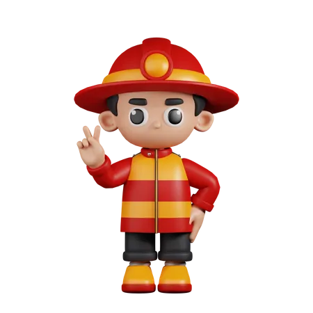 Bombero mostrando el signo de la paz  3D Illustration