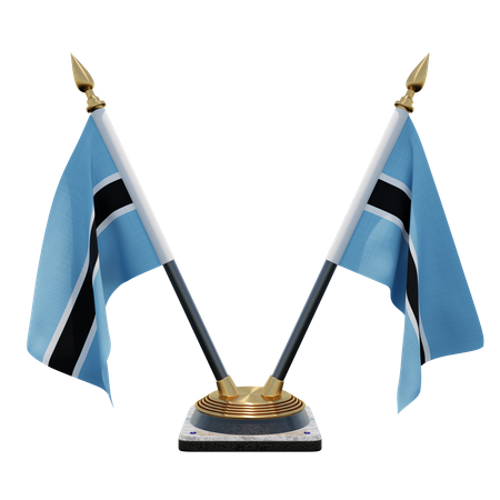 Botswana Double Desk Flag Stand  3D Flag