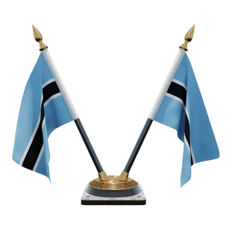 Botswana Double Desk Flag Stand  3D Flag