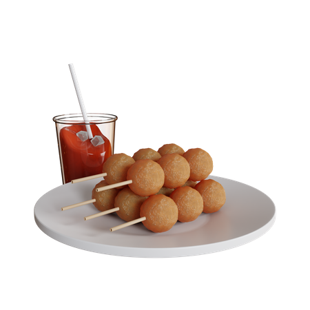 Satay aux boulettes de viande  3D Icon