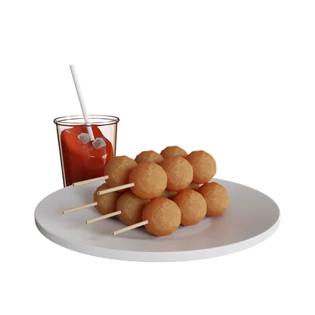 Satay aux boulettes de viande  3D Icon