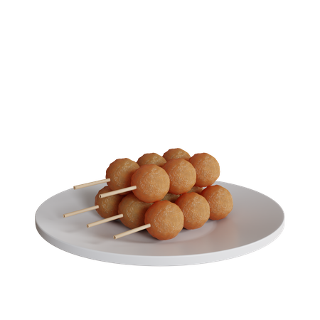 Satay aux boulettes de viande  3D Icon