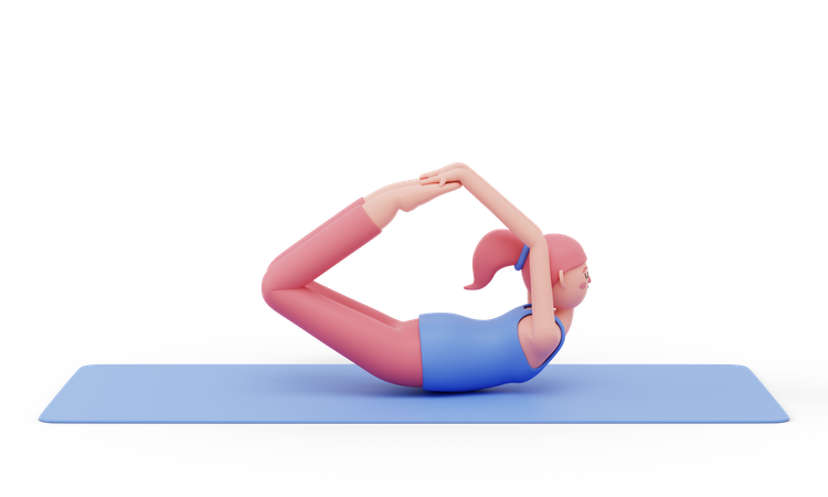 Bow Yoga Pose  3D Illustration