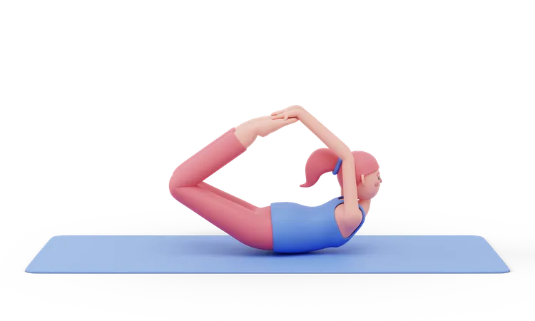 Bow Yoga Pose  3D Illustration