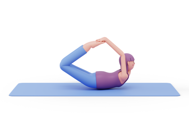 Bow Yoga Pose  3D Illustration