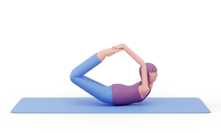 Bow Yoga Pose  3D Illustration