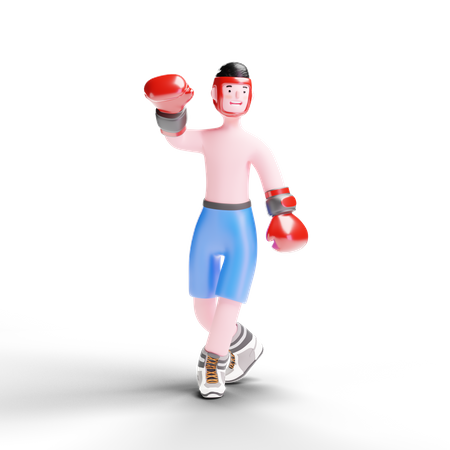 Boxer celebrating win  3D Illustration