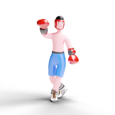 Boxer celebrating win  3D Illustration