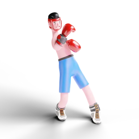 Boxer doing punching practice  3D Illustration