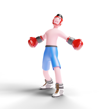 Boxer looking up  3D Illustration