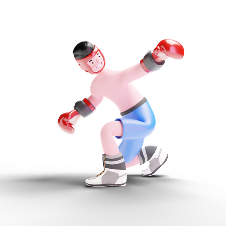 Boxer sitting on knee  3D Illustration