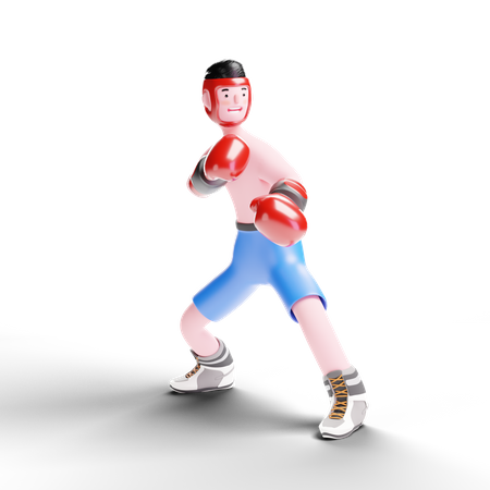 Boxer standing in pose  3D Illustration