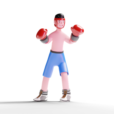 Boxer wearing gloves in hands  3D Illustration