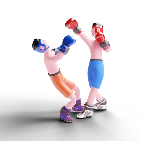 Boxers playing in match  3D Illustration