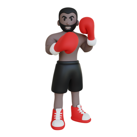 Boxing Athlete Pose  3D Illustration