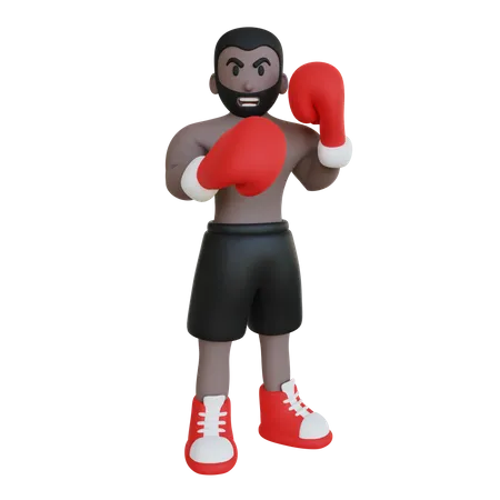 Boxing Athlete Pose  3D Illustration