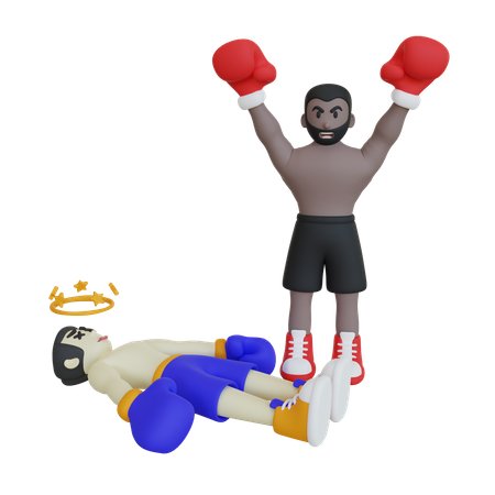 Boxing Fight Winner  3D Illustration