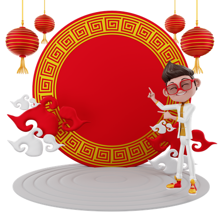 Boy celebrating Chinese new year  3D Illustration