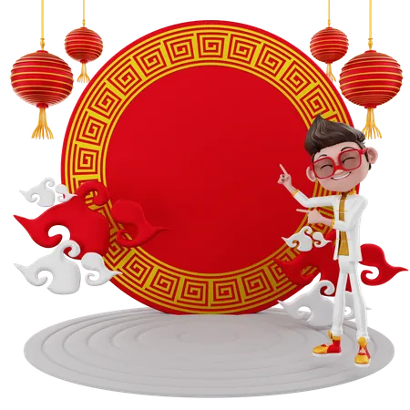 Boy celebrating Chinese new year  3D Illustration