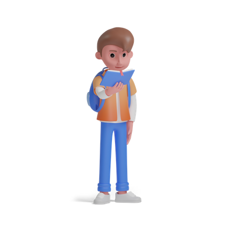 Boy character learning  3D Illustration