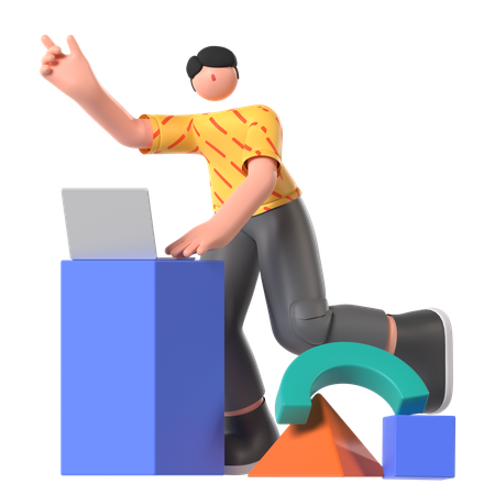 Boy Doing Creative Working  3D Illustration