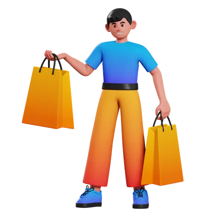 Boy doing shopping  3D Illustration