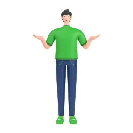 Boy Giving confuse pose  3D Illustration