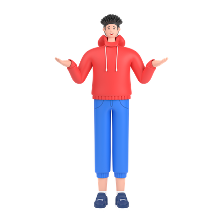 Boy Giving confuse pose  3D Illustration