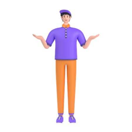 Boy Giving confuse pose  3D Illustration