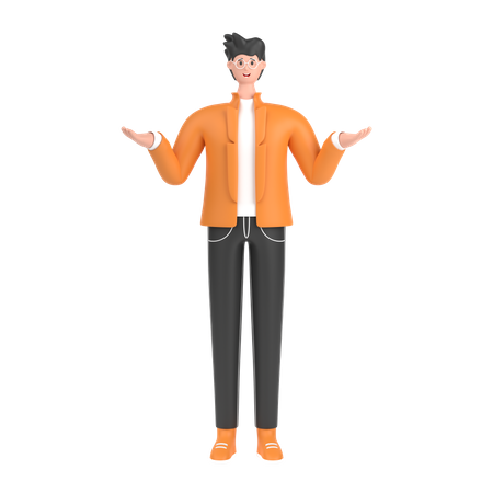 Boy Giving confuse pose  3D Illustration