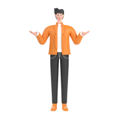 Boy Giving confuse pose  3D Illustration