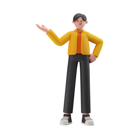 Boy Giving Confused Pose  3D Illustration