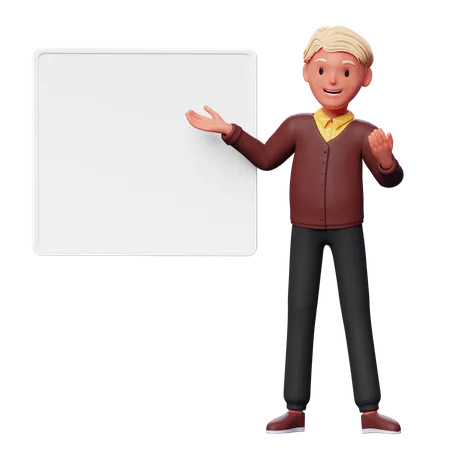 Boy giving presentation  3D Illustration