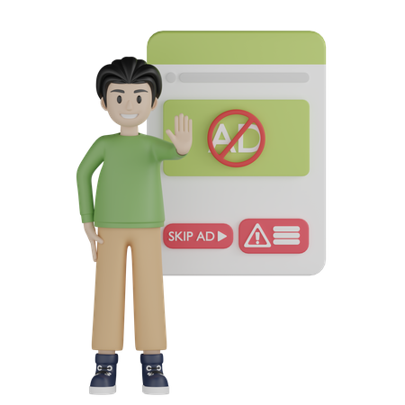 Boy giving stop pose  3D Illustration