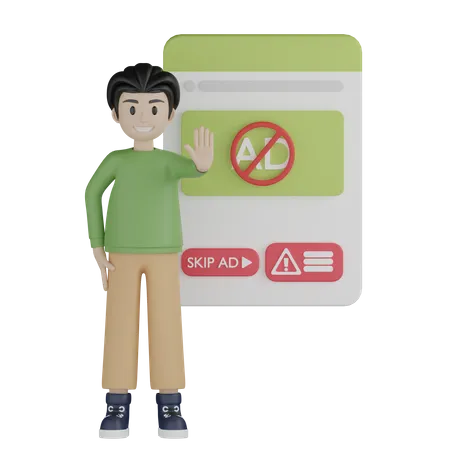 Boy giving stop pose  3D Illustration