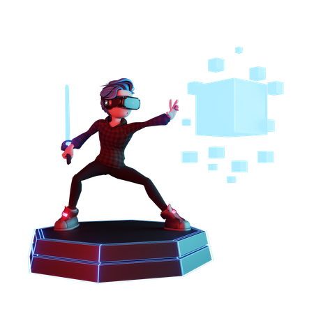 Boy holding VR sword  3D Icon