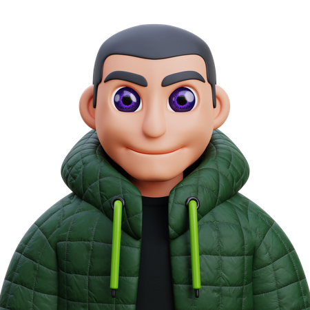 Boy in green jacket  3D Icon