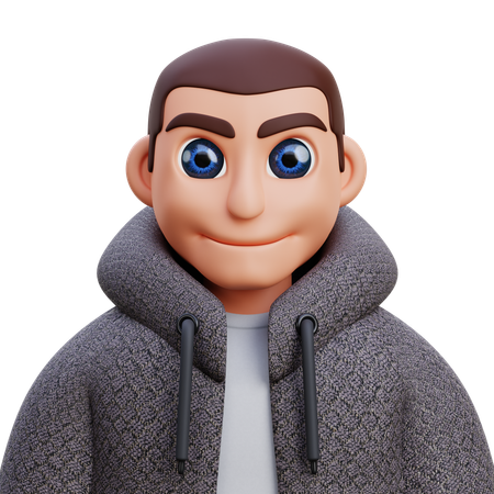 Boy in grey jacket  3D Icon