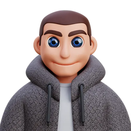 Boy in grey jacket  3D Icon