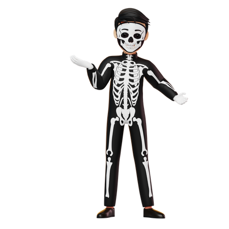 Boy In Skeleton Costume  3D Illustration