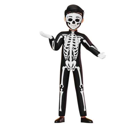 Boy In Skeleton Costume  3D Illustration