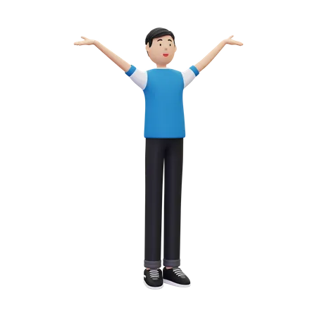 Boy jumping and celebrates success  3D Illustration