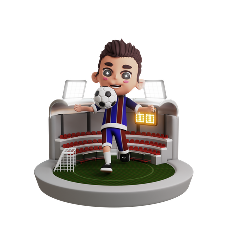 Boy Playing Soccer  3D Illustration