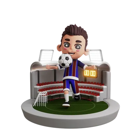 Boy Playing Soccer  3D Illustration