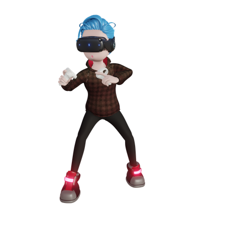 Boy playing VR Fighting game  3D Icon